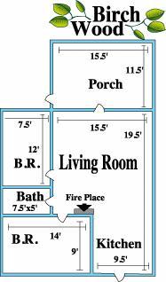Floor plan for Birchwood Cabin